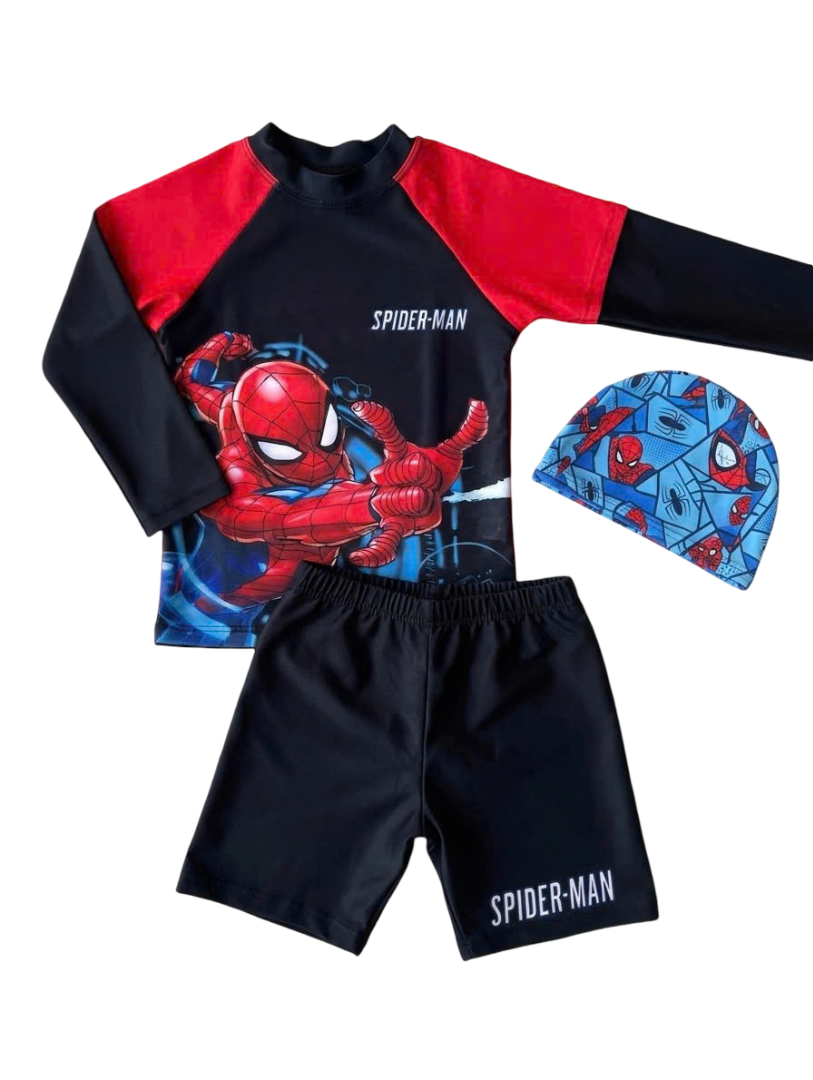 Bộ Bơi SpiderMan Dài Tay 3 Chi Tiết Cao Cấp